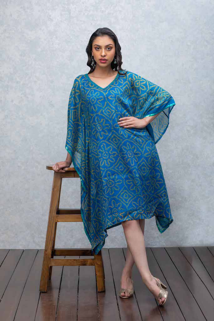 Firozi Blue Kaftan with Sequins