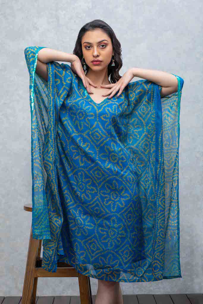 Firozi Blue Kaftan with Sequins