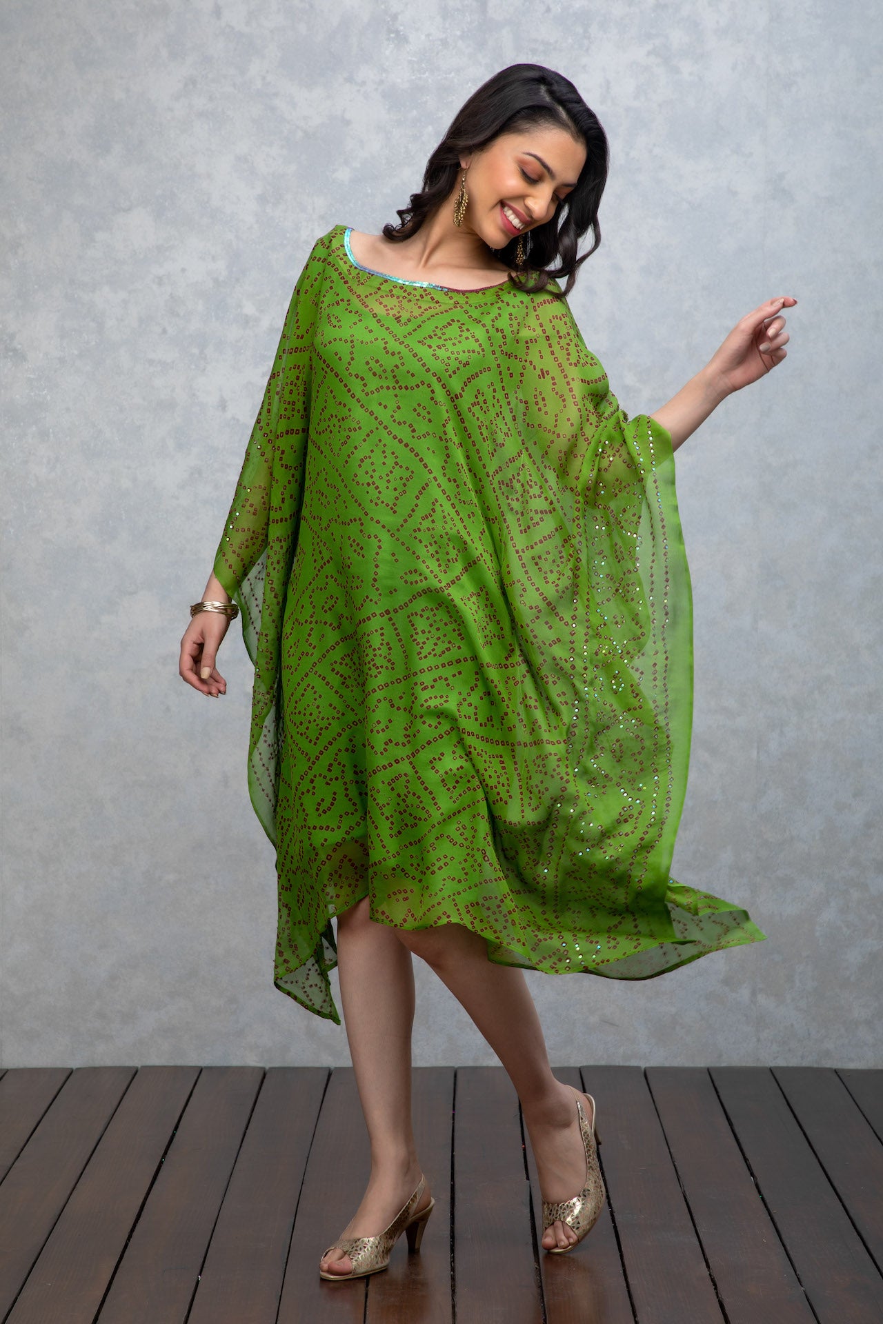 Olive Green Kaftan with Sequins