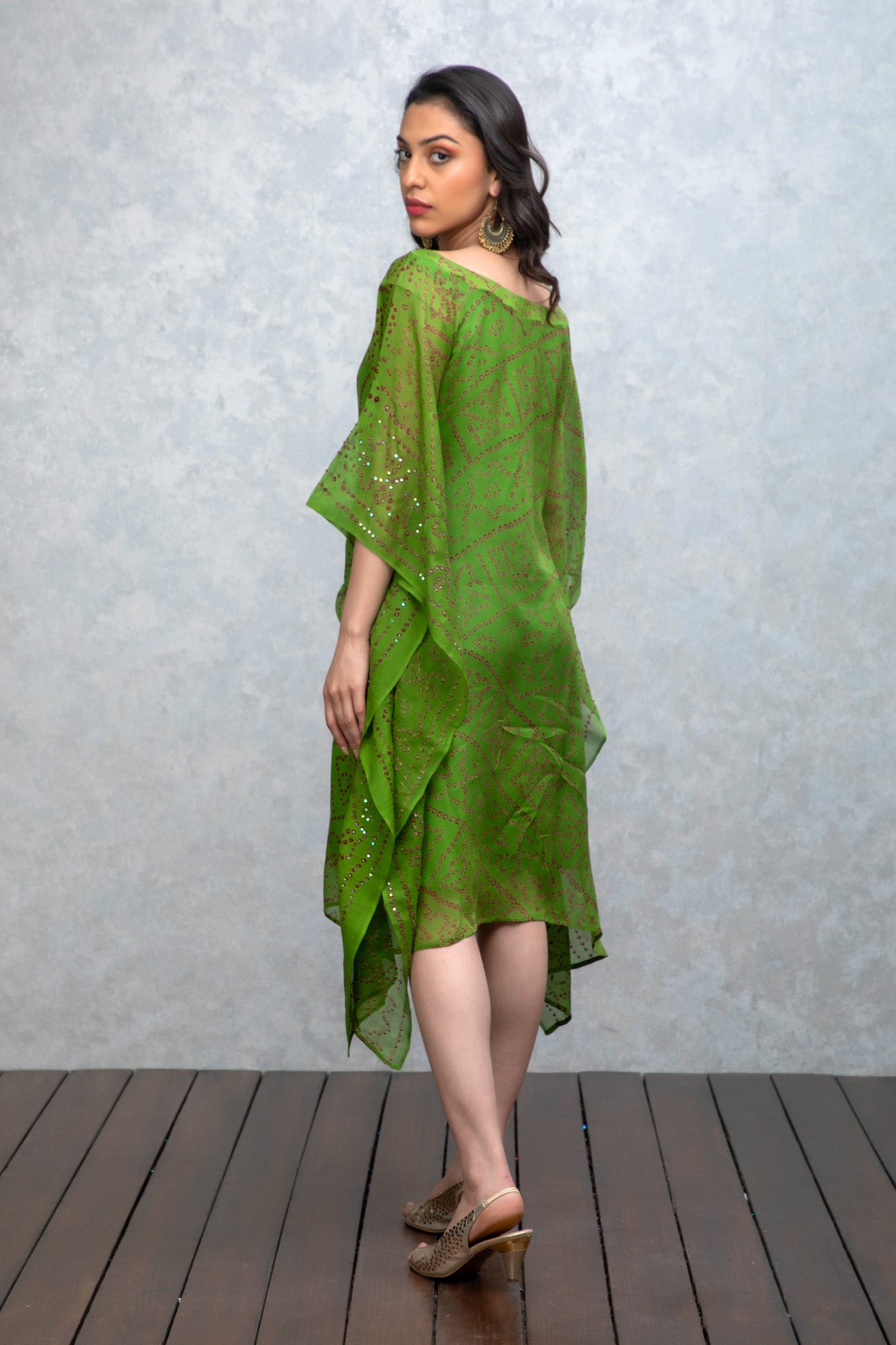 Olive Green Kaftan with Sequins