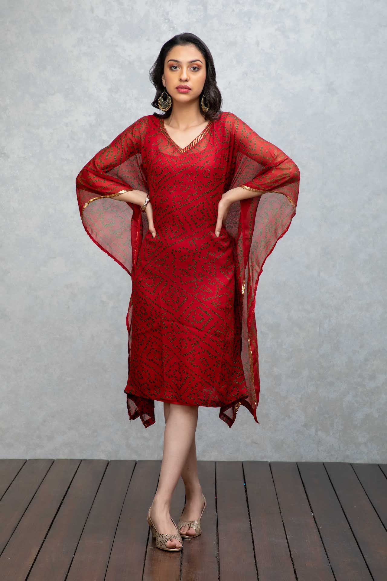 Red Kaftan with Sequins