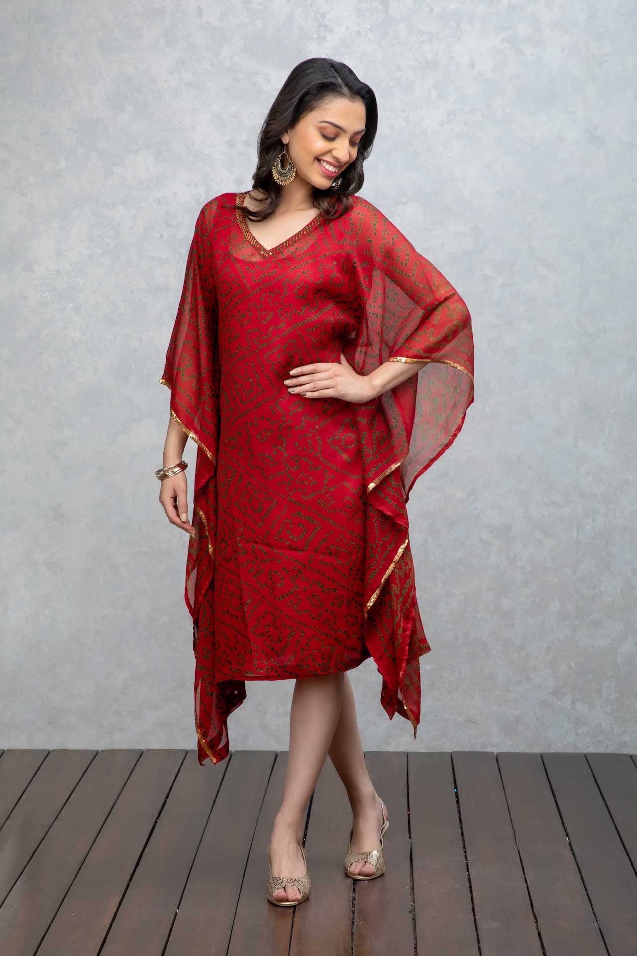 Red Kaftan with Sequins
