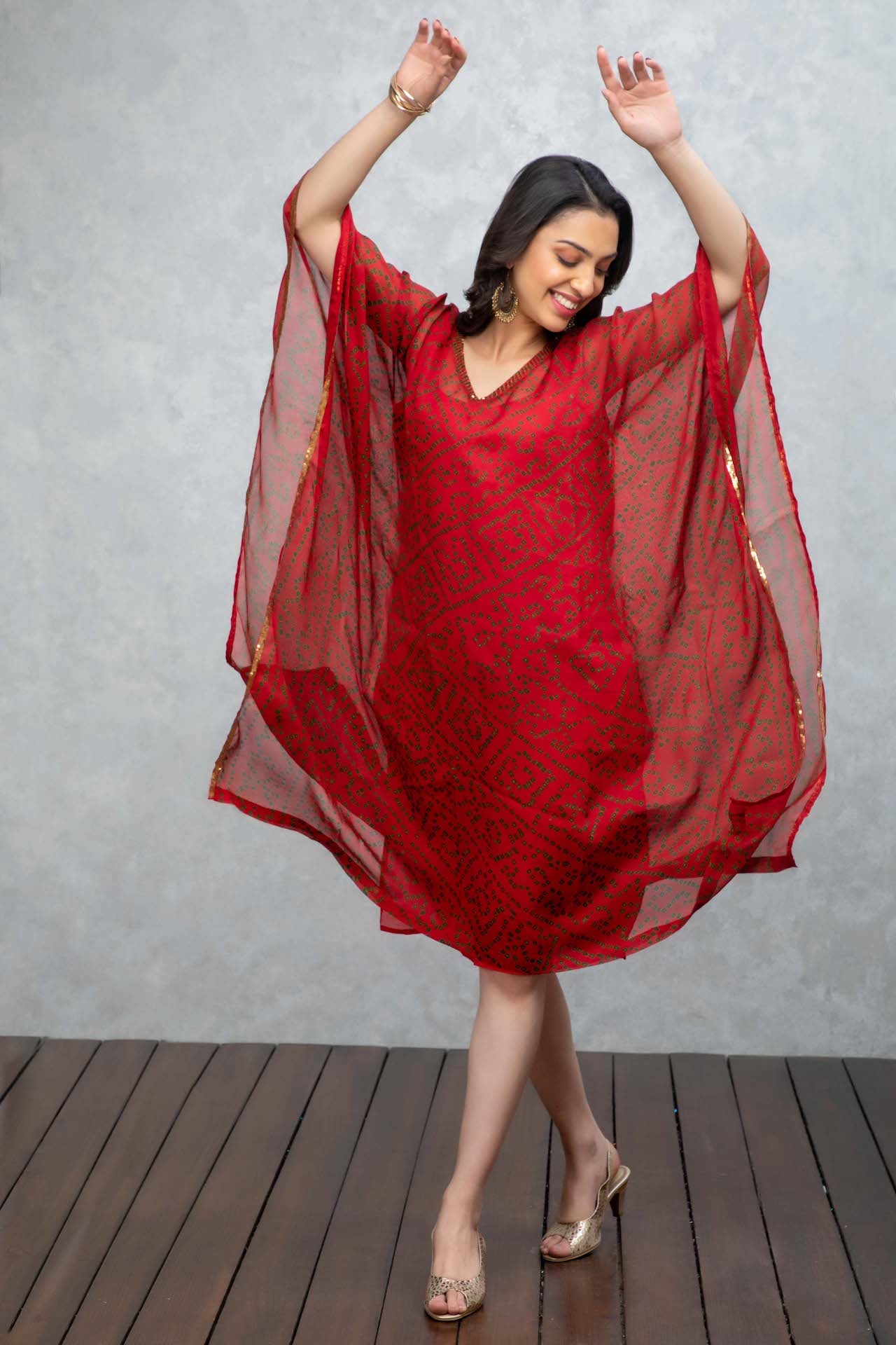 Red Kaftan with Sequins