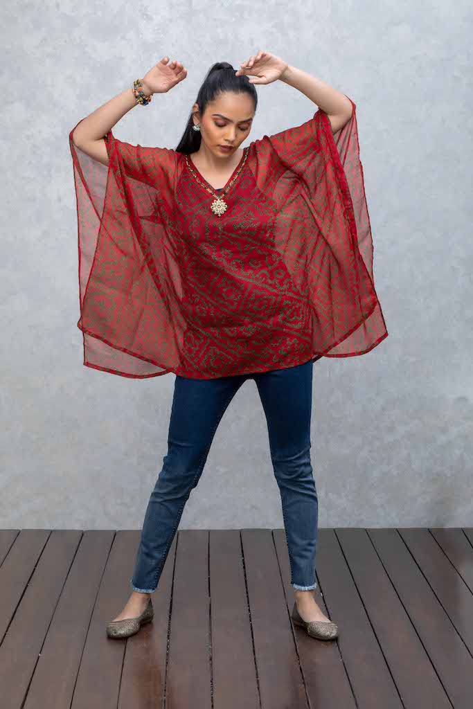 Maroon Kaftan with Motif