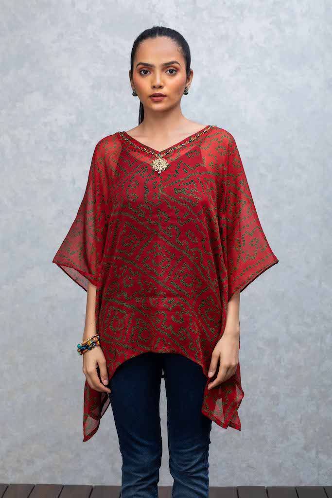 Maroon Kaftan with Motif
