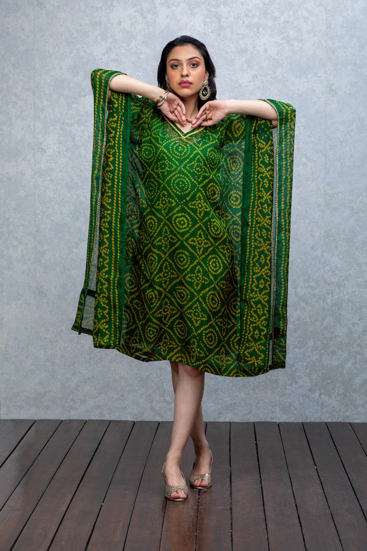 Green Kaftan with Kundan