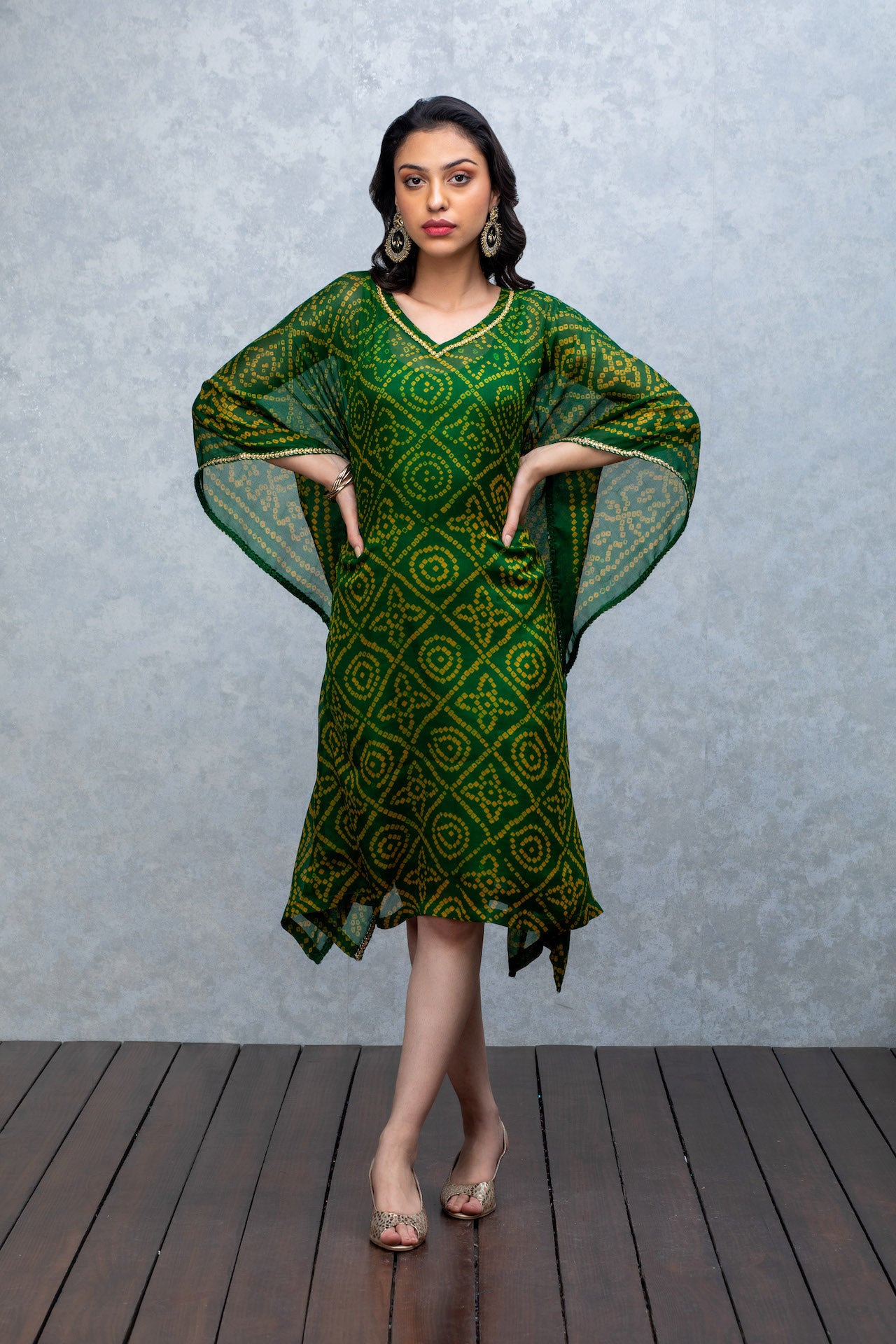 Green Kaftan with Kundan