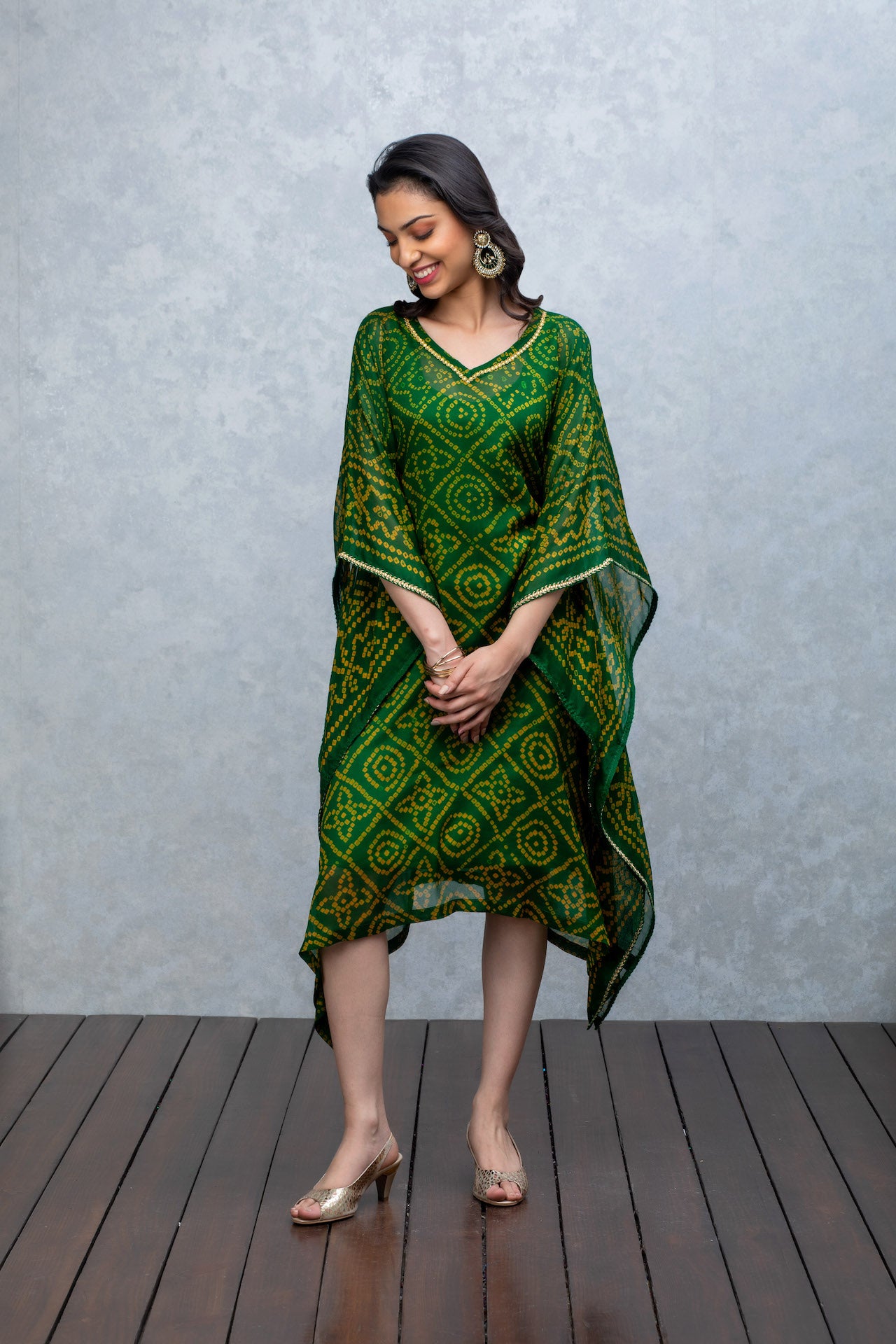 Green Kaftan with Kundan