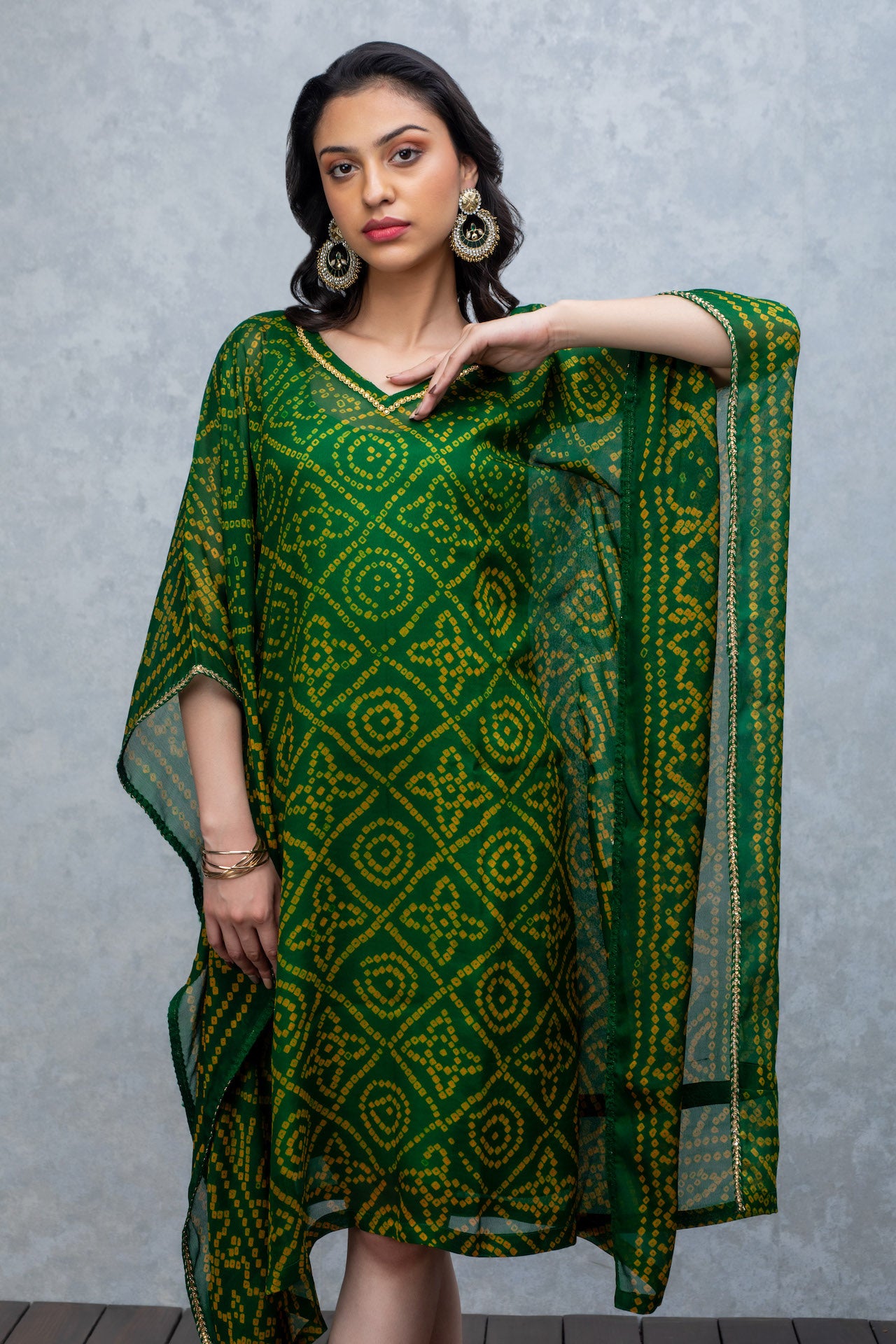 Green Kaftan with Kundan