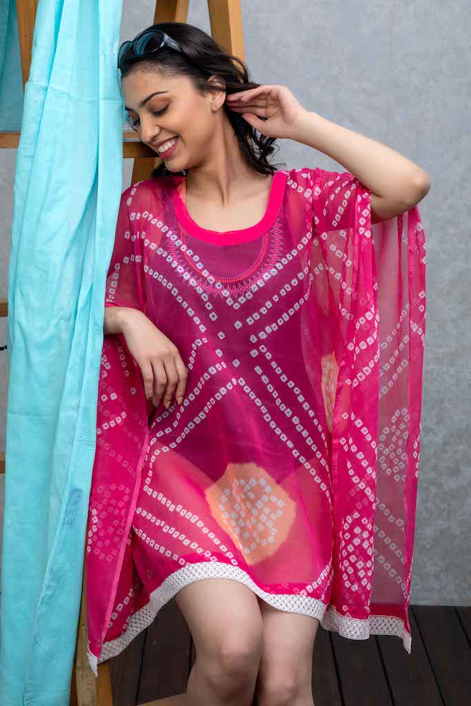 Pink Bandhani Cover Up