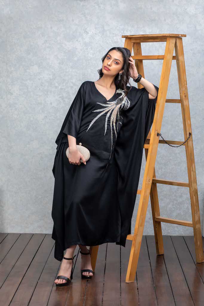 Black Kaftan with Embroidery