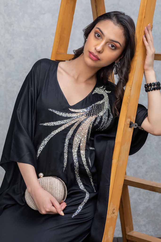 Black Kaftan with Embroidery