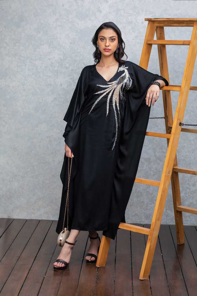 Black Kaftan with Embroidery