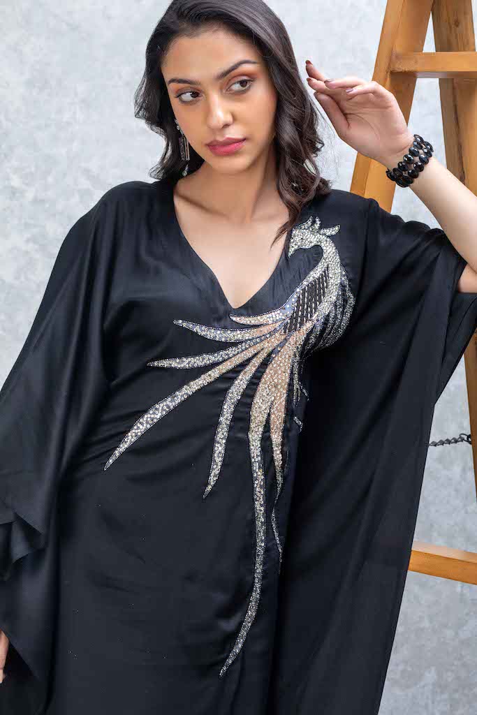 Black Kaftan with Embroidery