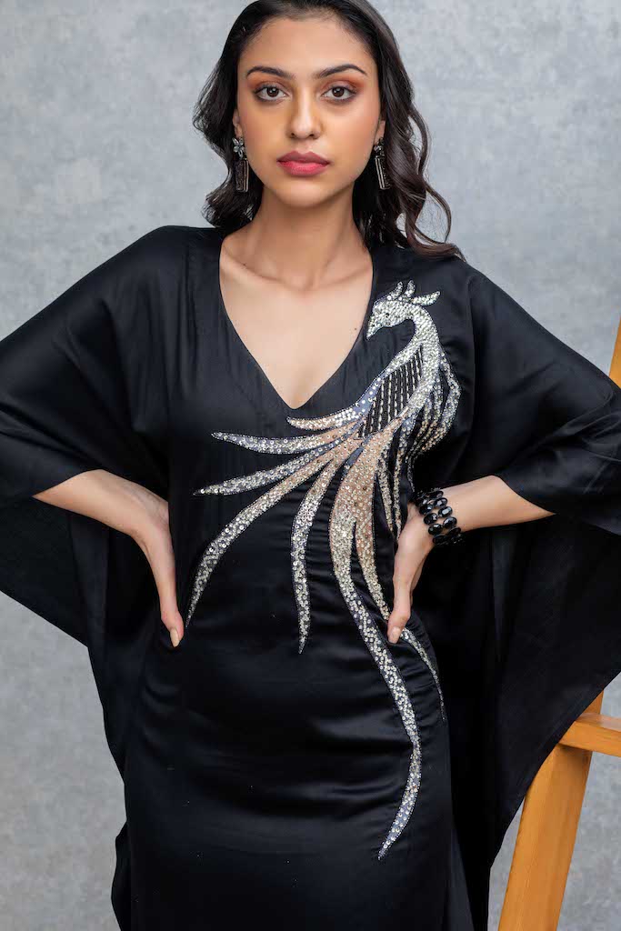 Black Kaftan with Embroidery