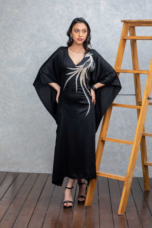 Black Kaftan with Embroidery