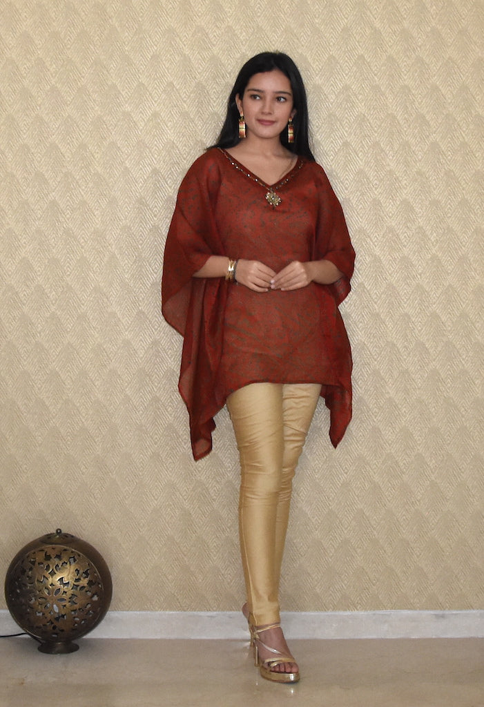 Maroon Kaftan with Motif