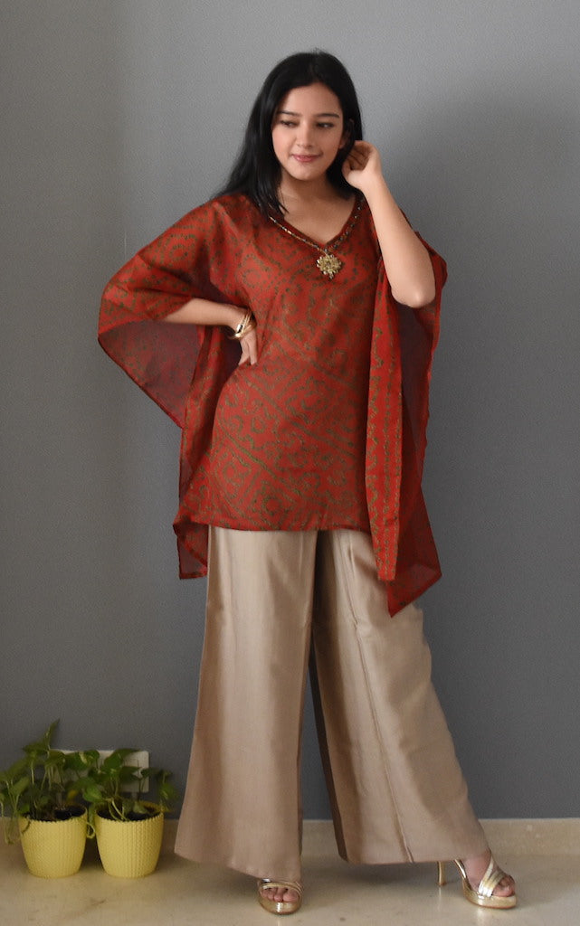 Maroon Kaftan with Motif