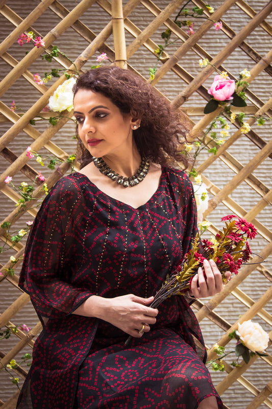 Black Kaftan with Swarovski