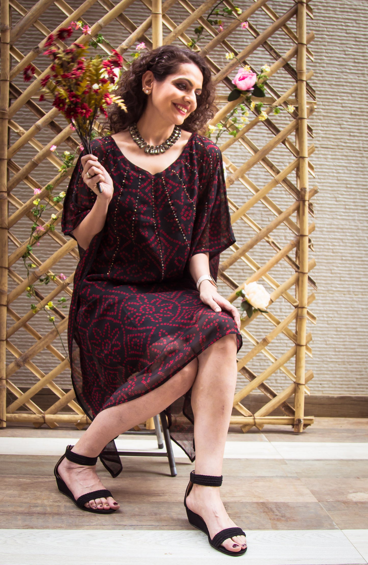 Black Kaftan with Swarovski