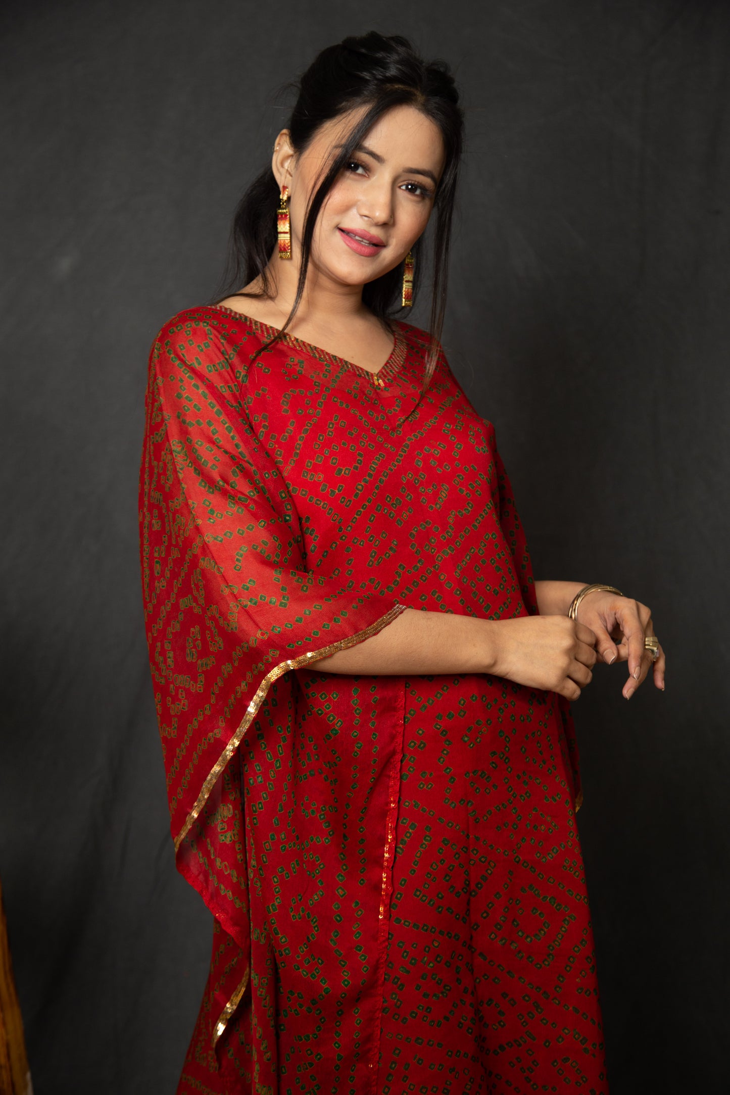 Red Kaftan with Sequins