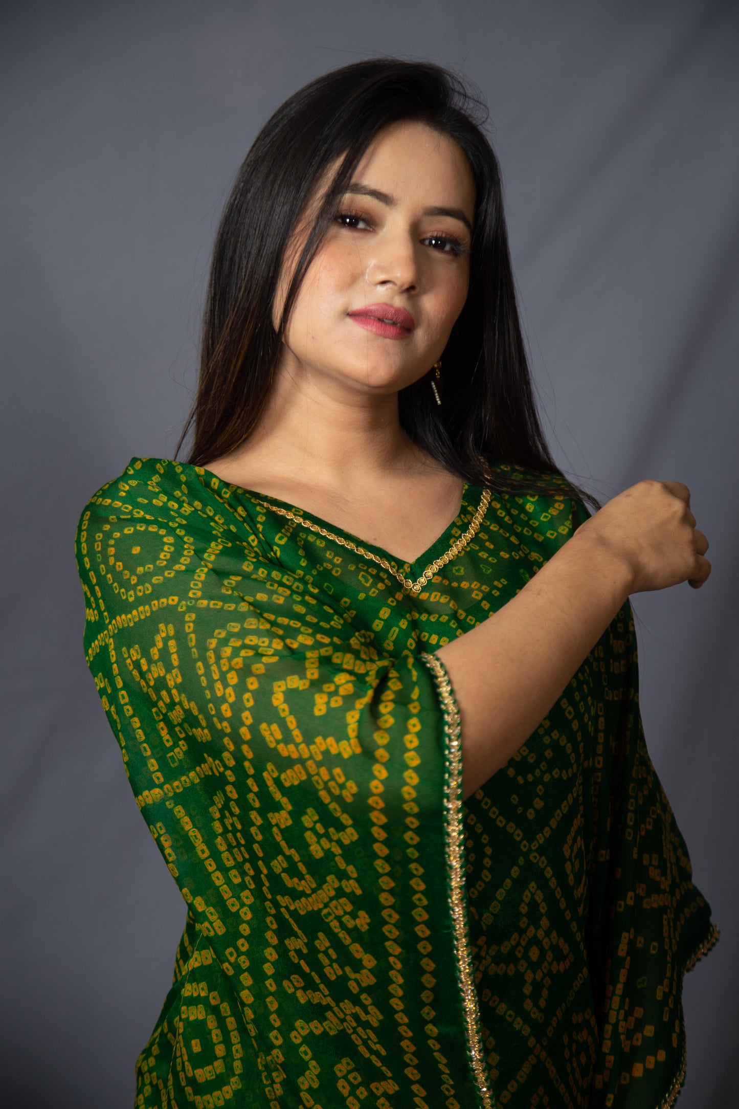 Green Kaftan with Kundan