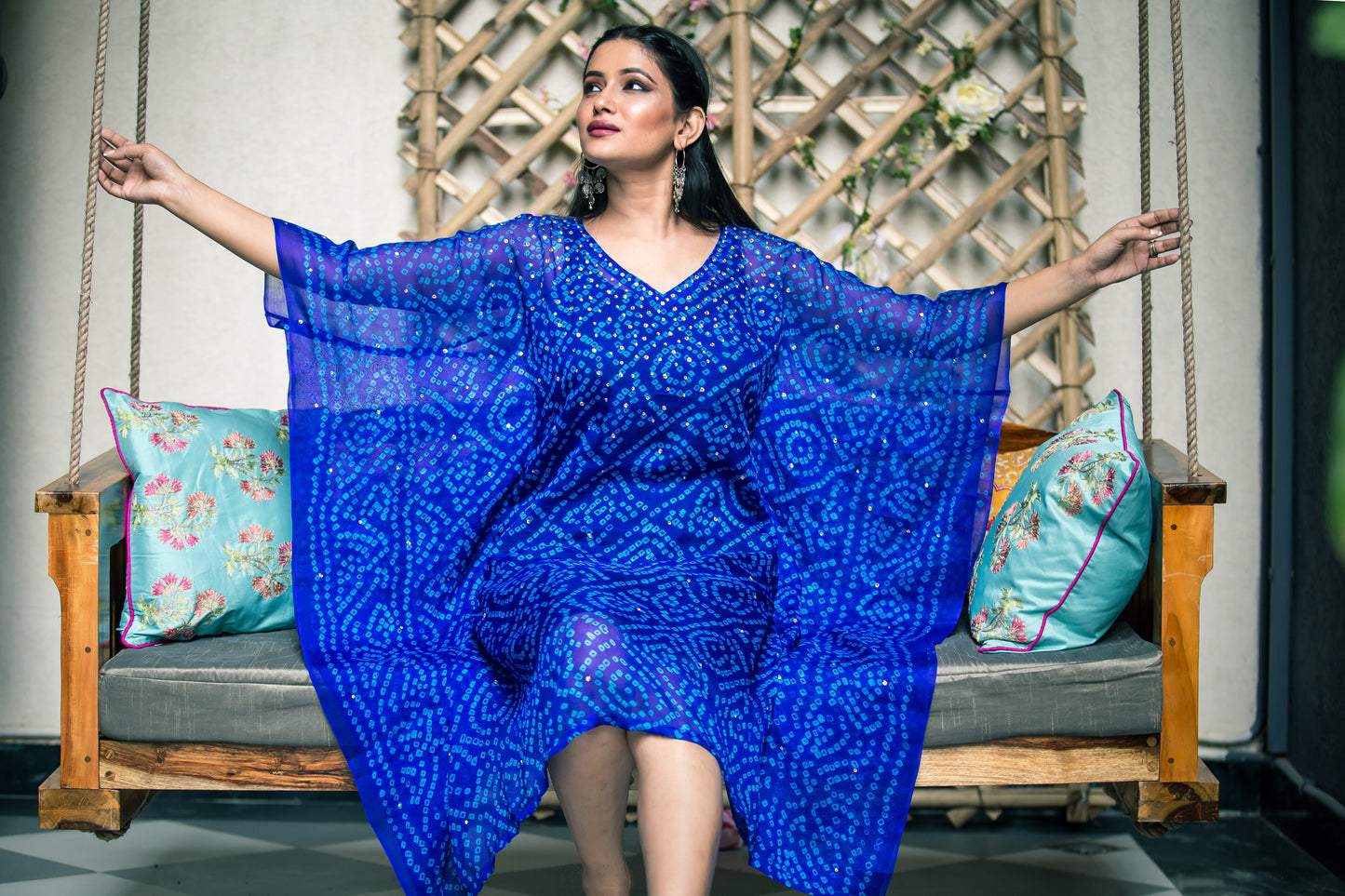 Blue Kaftan with Kundan