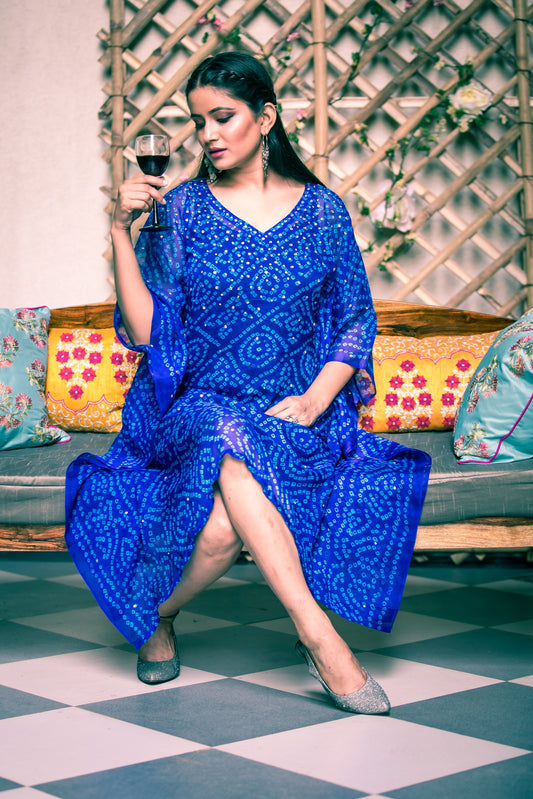 Blue Kaftan with Kundan
