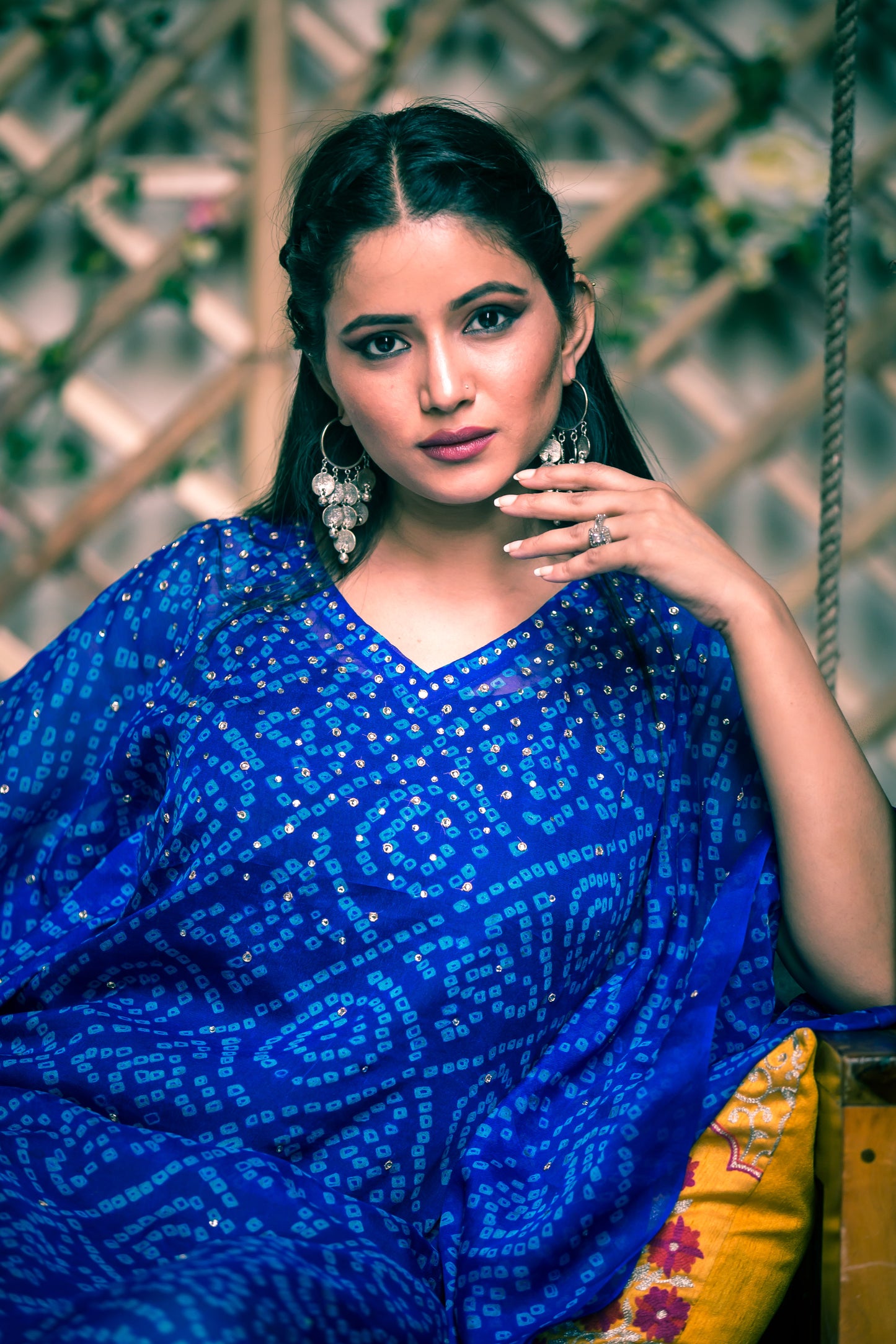 Blue Kaftan with Kundan