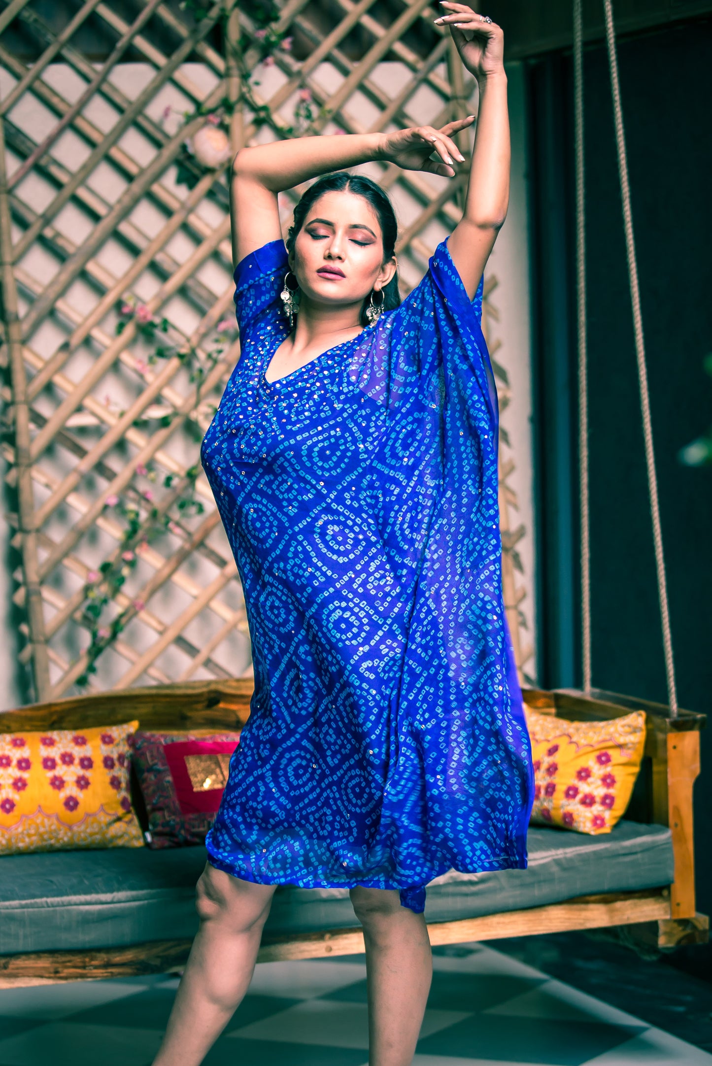Blue Kaftan with Kundan